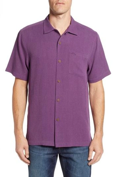 Tommy Bahama Royal Bermuda Silk Blend Camp Shirt In Sea Thistle Purple