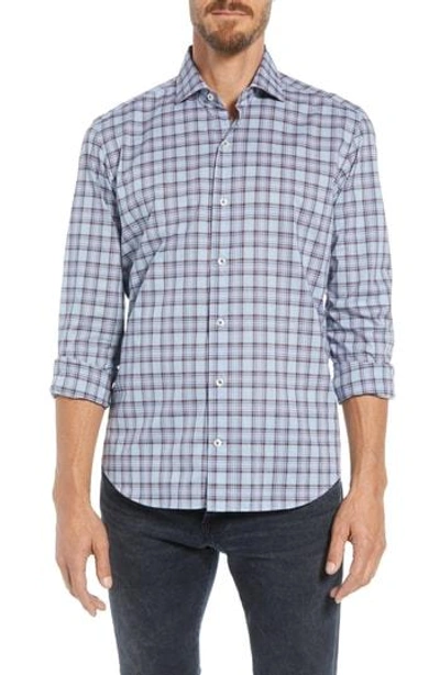 Culturata Supersoft Perfect Plaid Tailored Fit Sport Shirt In Blue