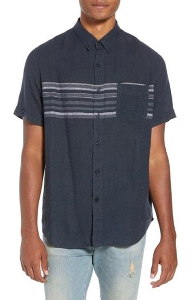 Rails Carson Regular Fit Stripe Woven Shirt In Navy/white/grey Stripe