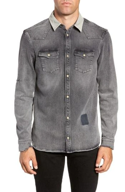 Allsaints Glockeley Slim Fit Western Denim Shirt In Indigo