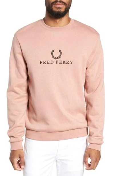 Fred Perry Embroidered Sweatshirt In Grey Pink