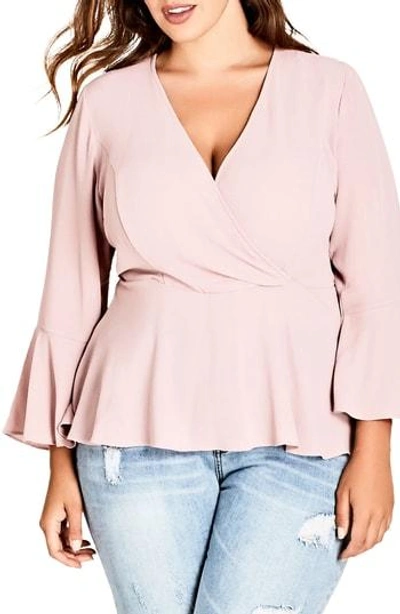 City Chic Sweetly Tied Top In Rose Water
