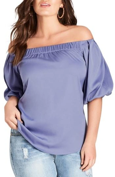 City Chic Trendy Plus Size Akemi Off-the-shoulder Top In Thistle