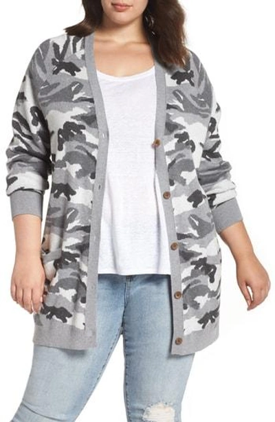 Lucky Brand Button Front Camo Cardigan In Multi