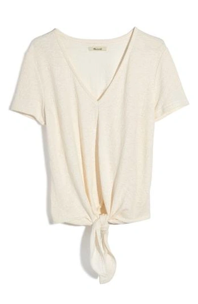 Madewell Texture & Thread V-neck Modern Tie-front Top In Bright Ivory