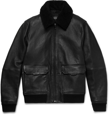 Michael Kors Shearling-trimmed Full-grain Leather Bomber Jacket | ModeSens
