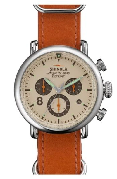Shinola 'the Runwell Contrast Chrono' Leather Strap Watch, 41mm In Orange