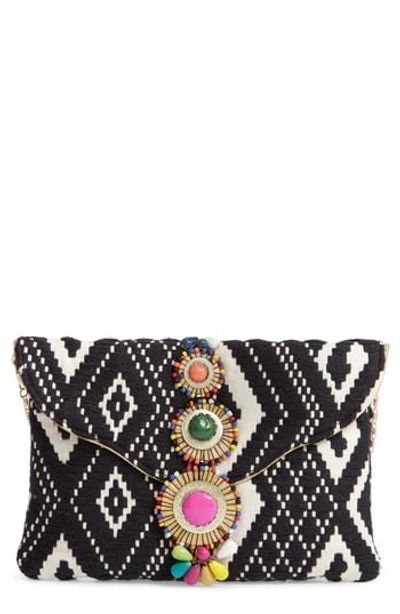 Steve Madden Beaded & Embroidered Clutch - Black