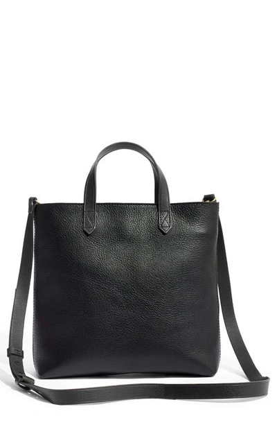 Madewell Small Transport Leather Crossbody Tote In True Black