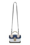 The Volon Data Alice Leather Top Handle Bag In Navy/ Ivory