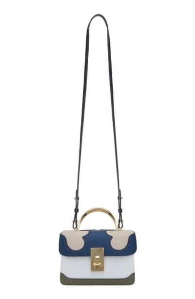 The Volon Data Alice Leather Top Handle Bag In Navy/ Ivory