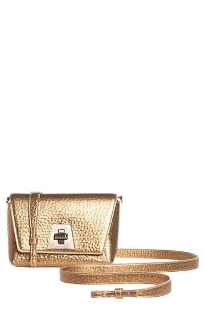 Akris Anouk Little Day Hammered Leather Crossbody Bag In Antique Gold