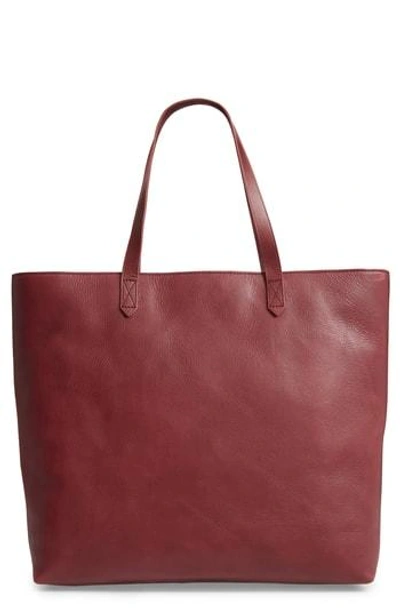 Madewell Zip Top Transport Leather Tote In Dark Cabernet