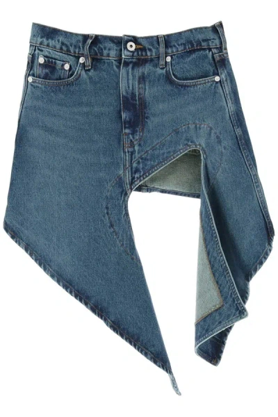 Y/project Cut-out Denim Miniskirt In Blue