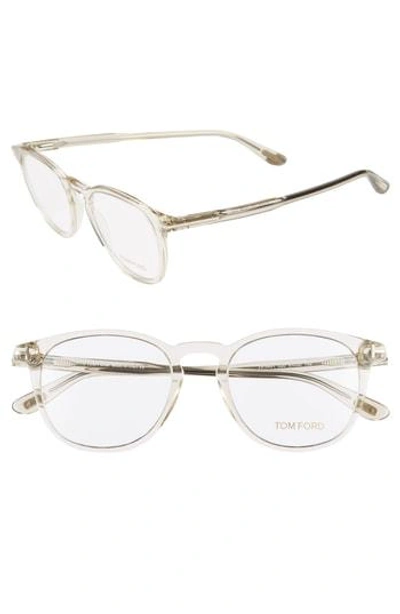 Tom Ford 51mm Round Optical Glasses - Shiny Transparent Grey