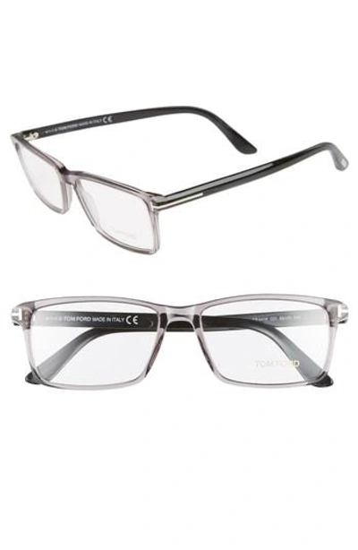 Tom Ford 56mm Rectangle Optical Glasses In Shiny Transparent Grey