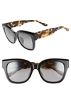 Maui Jim Siren Song 54mm Polarizedplus2 Cat Eye Sunglasses In Black Gloss W/ Tokyo Tortoise