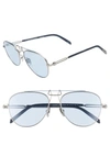 Calvin Klein 58mm Aviator Sunglasses - Silver/ Blue
