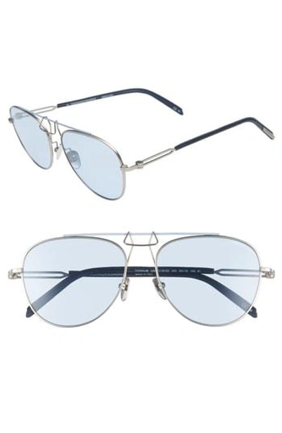 Calvin Klein 58mm Aviator Sunglasses - Silver/ Blue