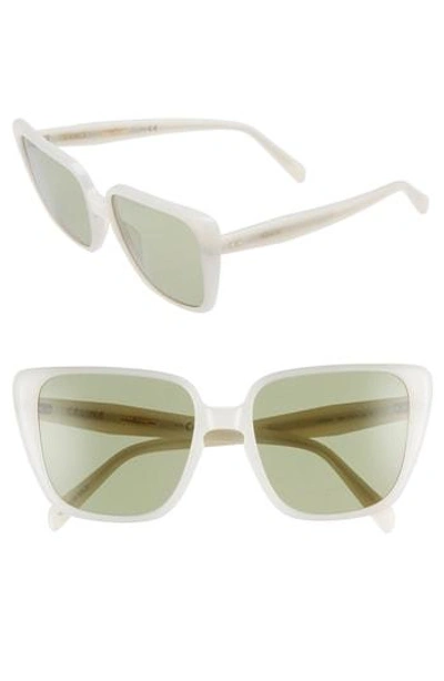Celine 57mm Modified Square Cat Eye Sunglasses - Milky White Swan