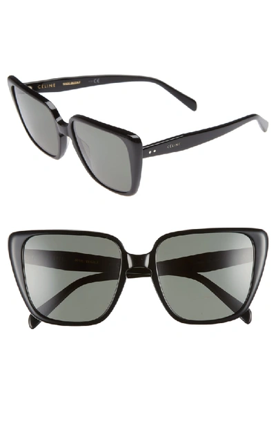 Celine 57mm Modified Square Cat Eye Sunglasses - Black