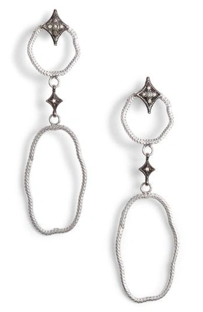 Armenta New World Wavy Double Oval Earrings In Blackened Silver/ Silver