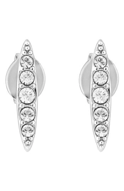 Adore Pave Crystal Navette Stud Earrings In Silver