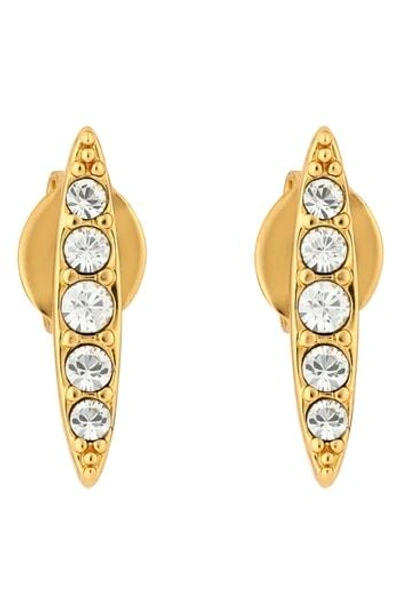 Adore Pave Crystal Navette Stud Earrings In Gold