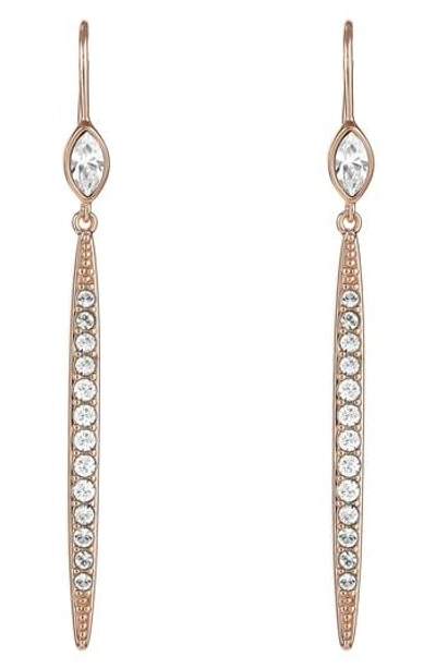 Adore Linear Crystal Bar Earrings In Rose Gold