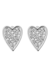 Adore Pave Crystal Heart Earrings In Silver