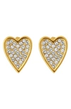 Adore Pave Crystal Heart Earrings In Gold