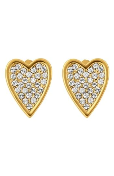 Adore Pave Crystal Heart Earrings In Gold