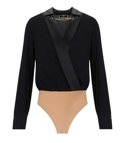 Elisabetta Franchi Black Crossed Bodysuit Shirt