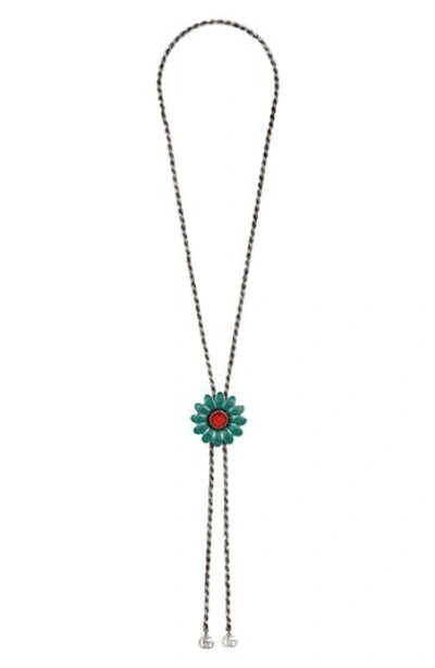 Gucci Gg Marmont Bolo Necklace In Sterling Silver