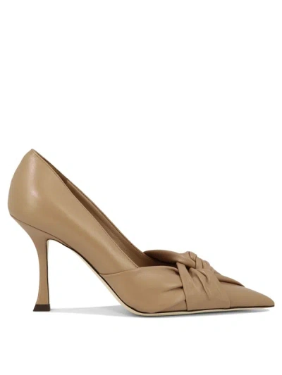 Jimmy Choo Brown Leather Pumps In Beige