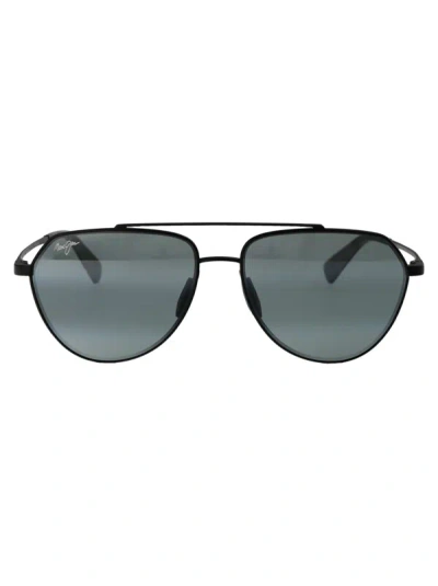 Maui Jim Sunglasses In 02 Grey Waiwai Matte Black W/ Grey
