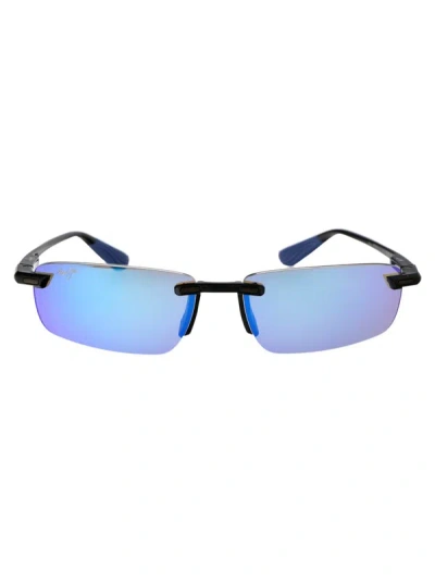 Maui Jim Sunglasses In 02 Blue Hawaii Ilikou Shiny Black W/ Blue