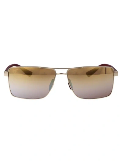 Maui Jim Sunglasses In 16 Gold/silver Piha Shiny Gold W/ Burgundy