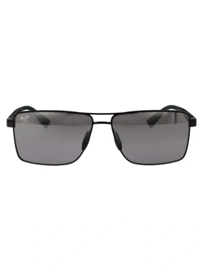 Maui Jim Sunglasses In 02 Silver/black Piha Shiny Gunmetal W/black