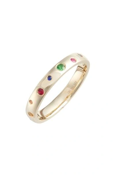 Ef Collection Rainbow Speckled Stacking Ring In Yellow Gold
