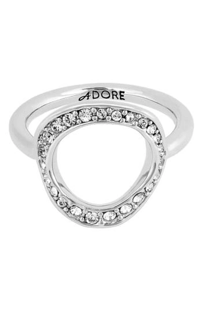 Adore Organic Crystal Circle Ring In Silver