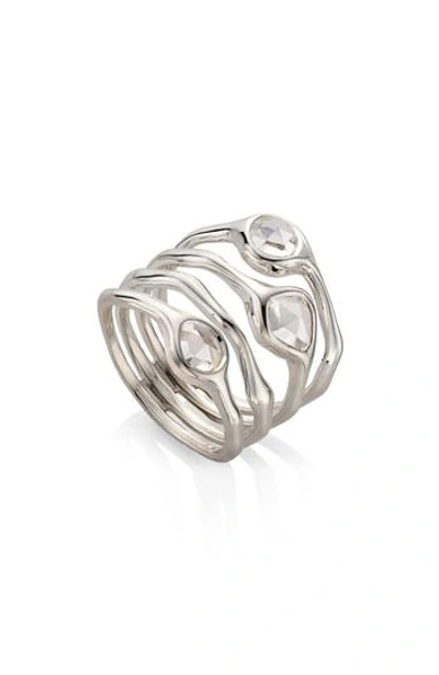 Monica Vinader Siren Cluster Sterling Silver And Quartz Cocktail Ring In White