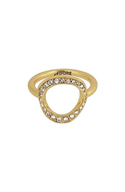 Adore Organic Crystal Circle Ring In Gold