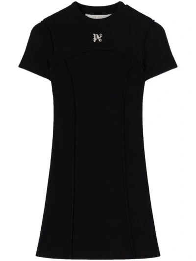 Palm Angels Embroidered Logo Dress In Black