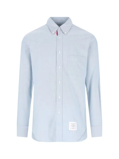 Thom Browne Button-down Collar Cotton Shirt In Blue