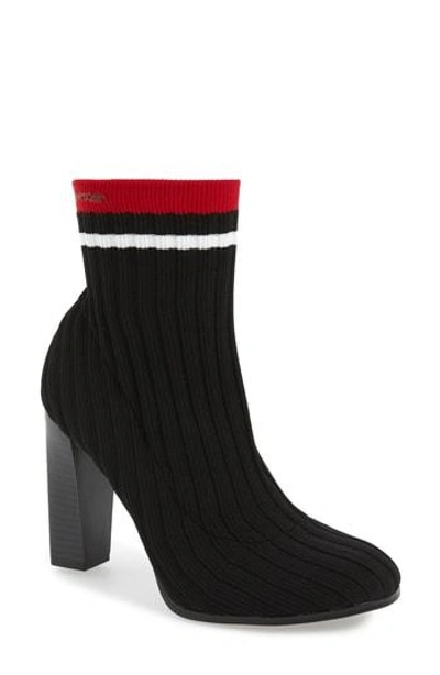 Calvin Klein Antoinette Sock Knit Bootie In Black Fabric