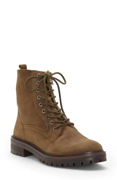 Lucky Brand Idara Lace-up Bootie In Military Green Suede
