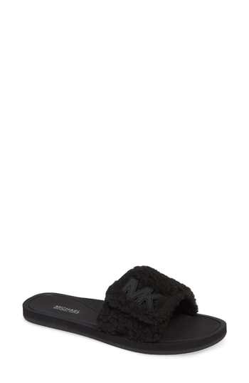 michael kors faux fur slides
