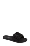 Michael Michael Kors Mk Fuzzy Pool Slide Sandals In Black