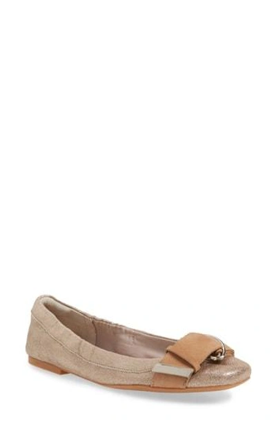 T Tahari Andes Flat In Taupe Suede